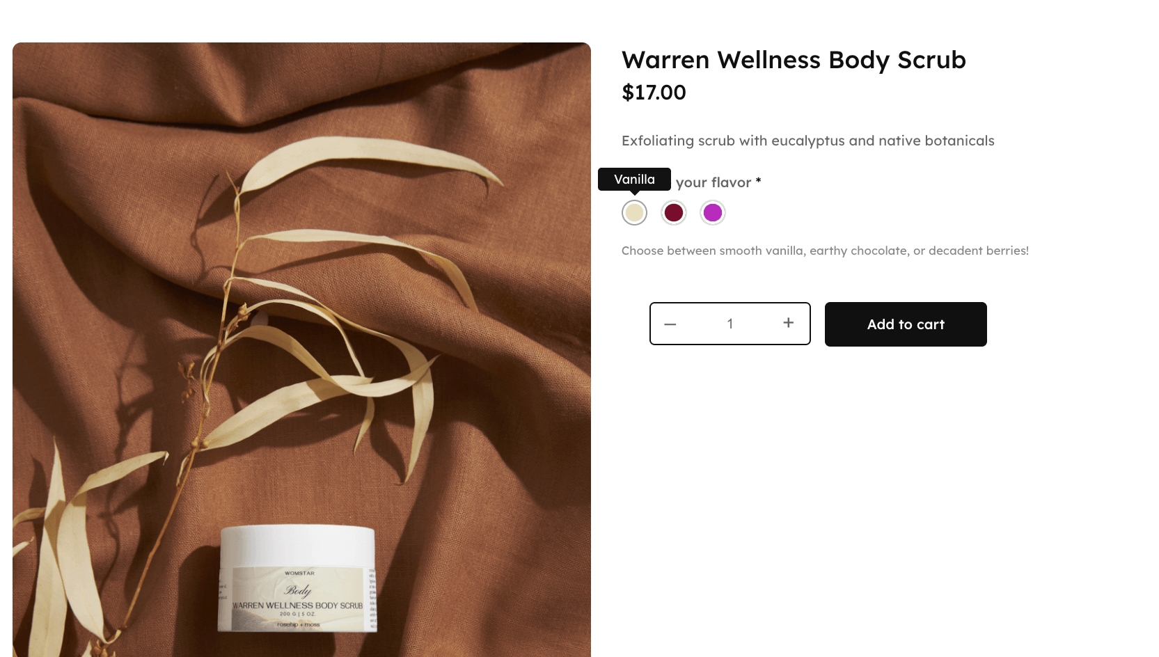 Color swatches on a product page