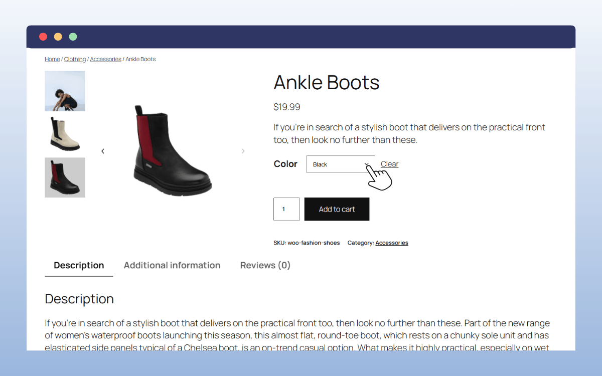 select shoe variation