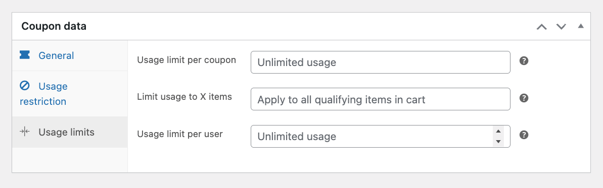 Usage limits for coupons