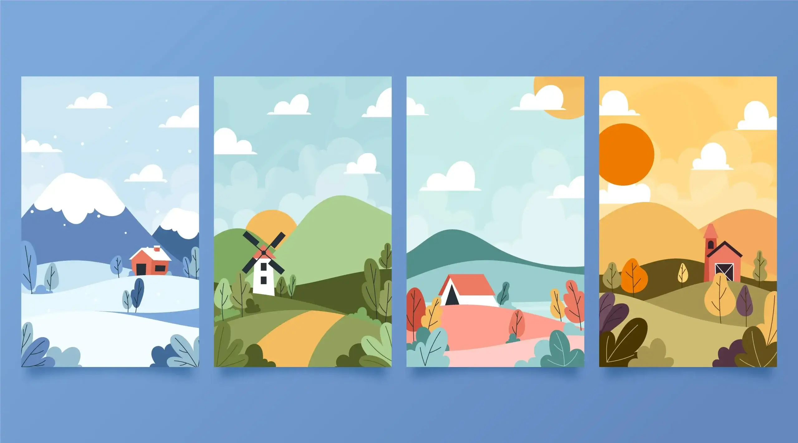 Illustration depicting the 4 seasons