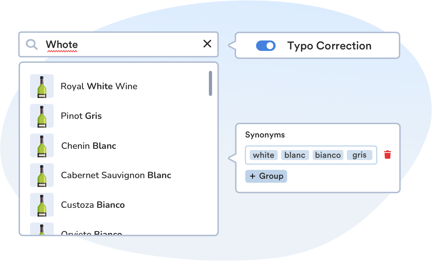 Smart search finds products even when customers make typos or use synonyms.