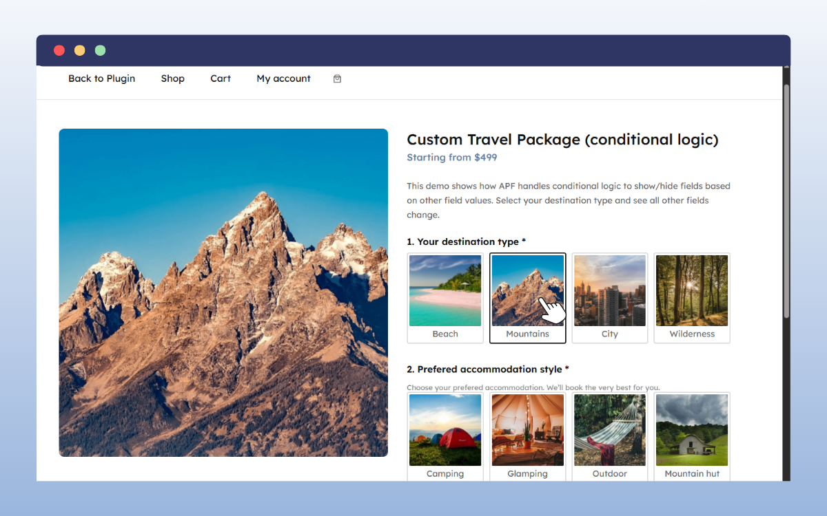 travel conditional logic set