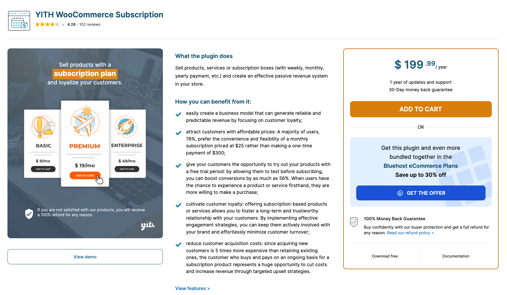 YITH WooCommerce Subscription product page