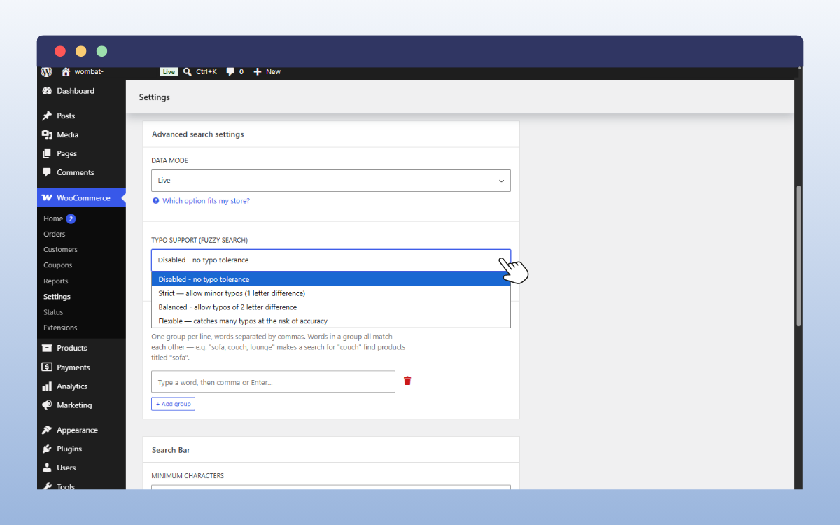 typo support product search