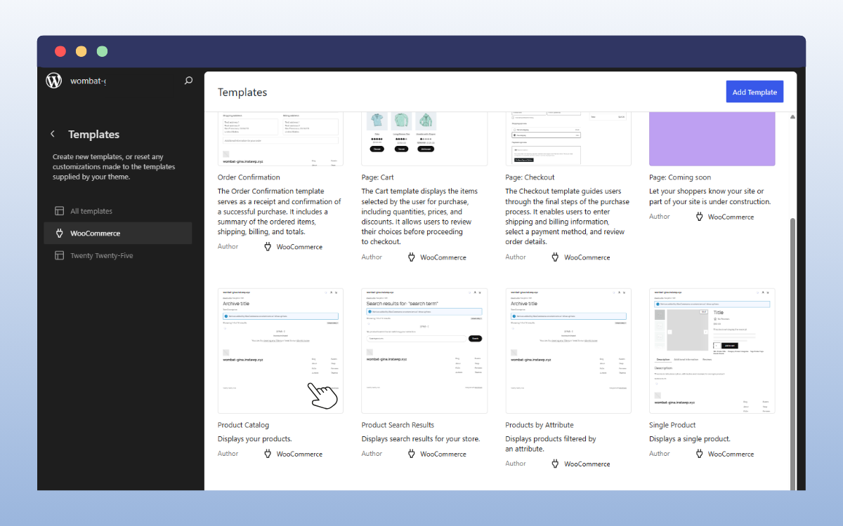 woocommerce shop template